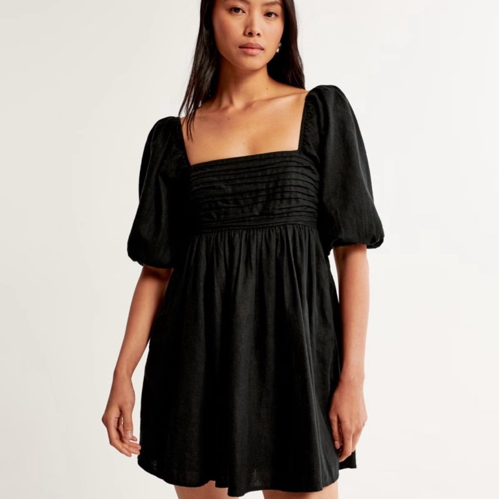 Abercrombie & Fitch Black Smocked Babydoll Mini Dress